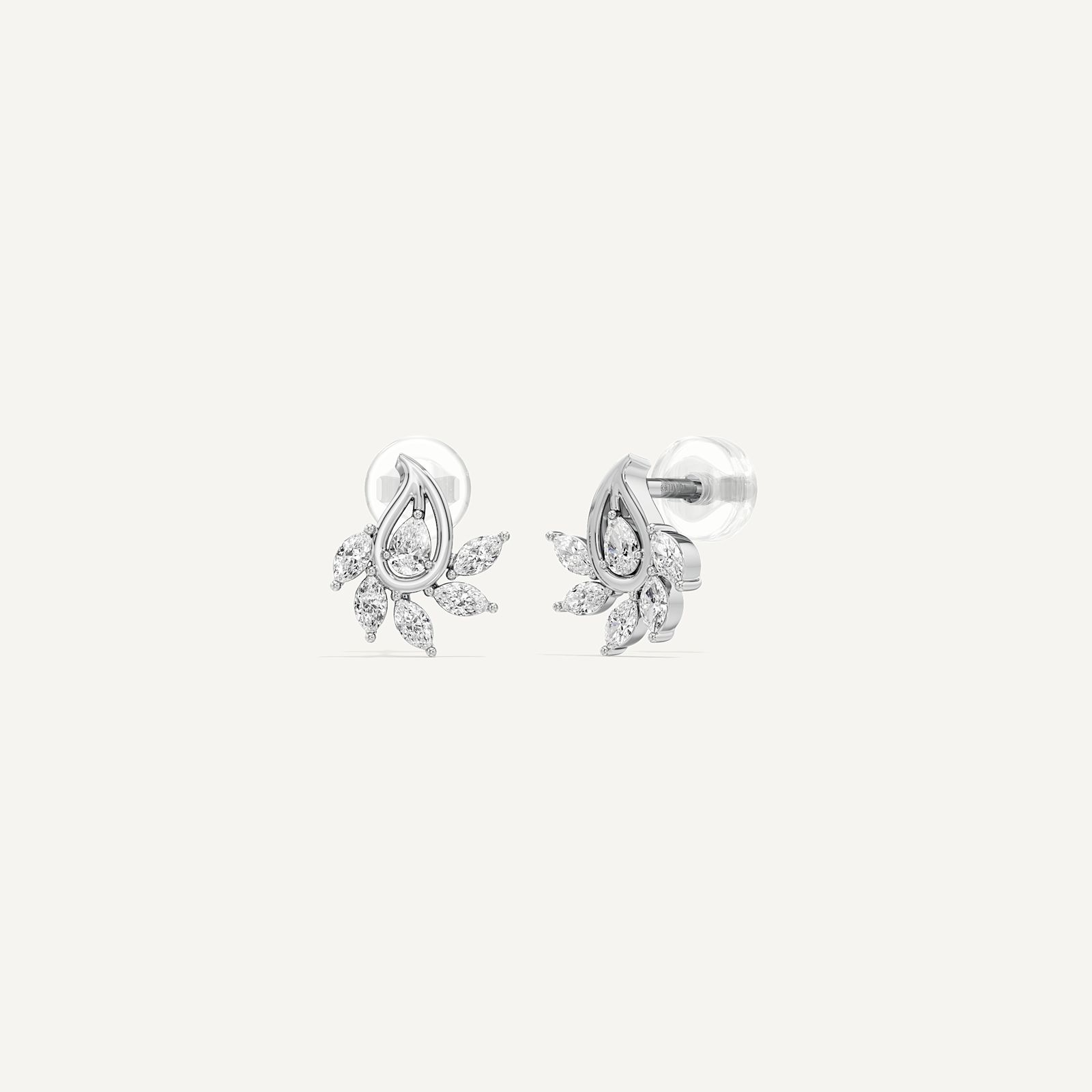 Crescent Pearl Diamond Stud