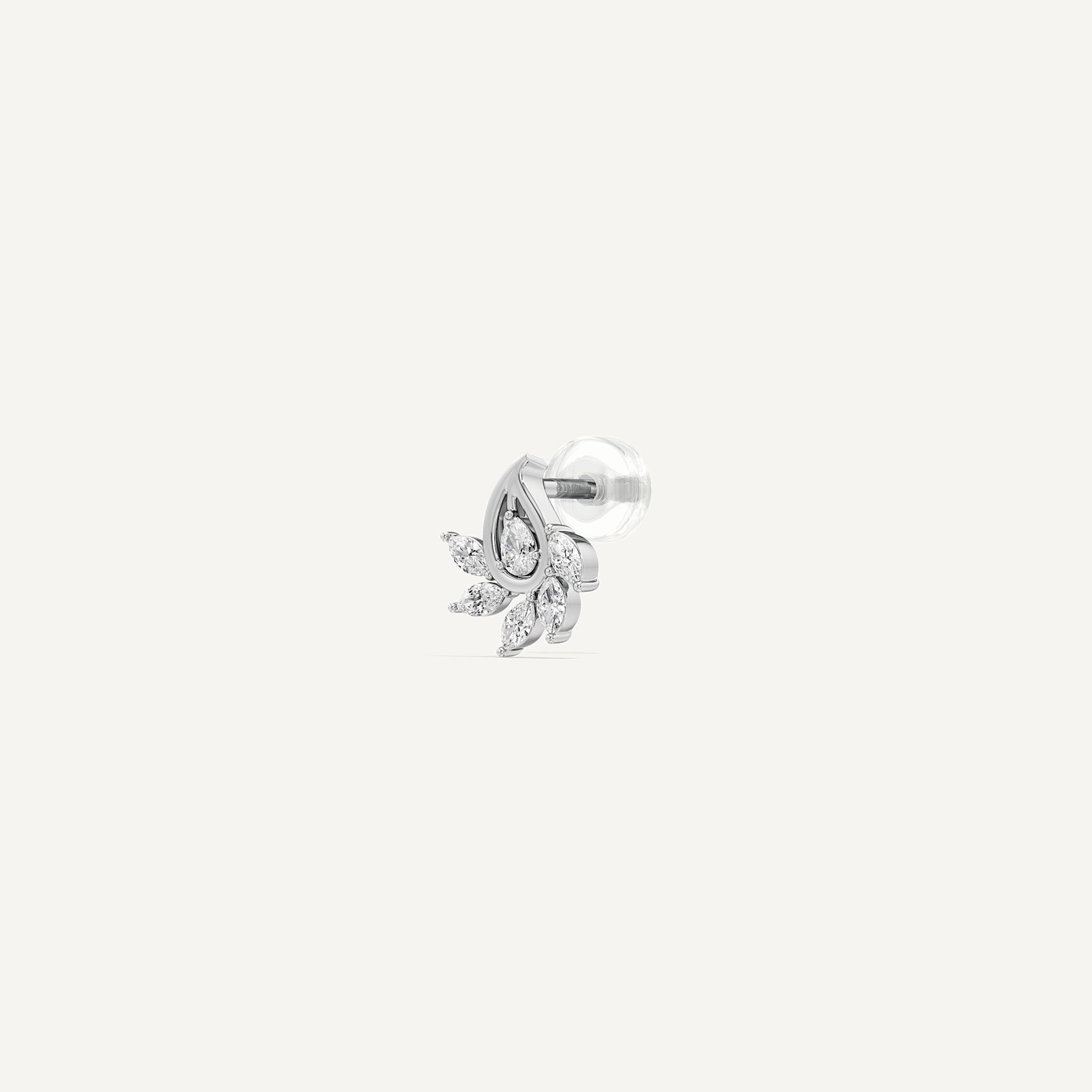 Crescent Pearl Diamond Stud