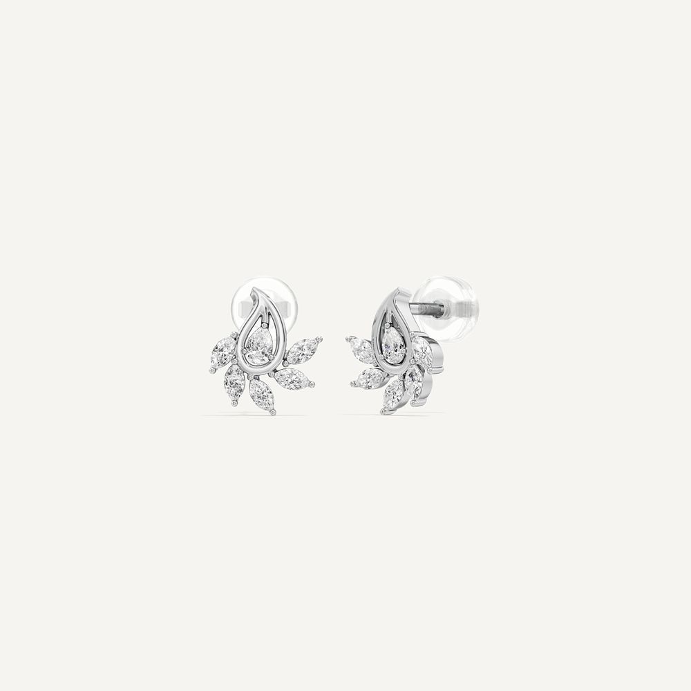 Crescent Pearl Diamond Stud
