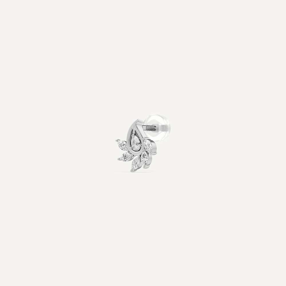 Crescent Pearl Diamond Stud