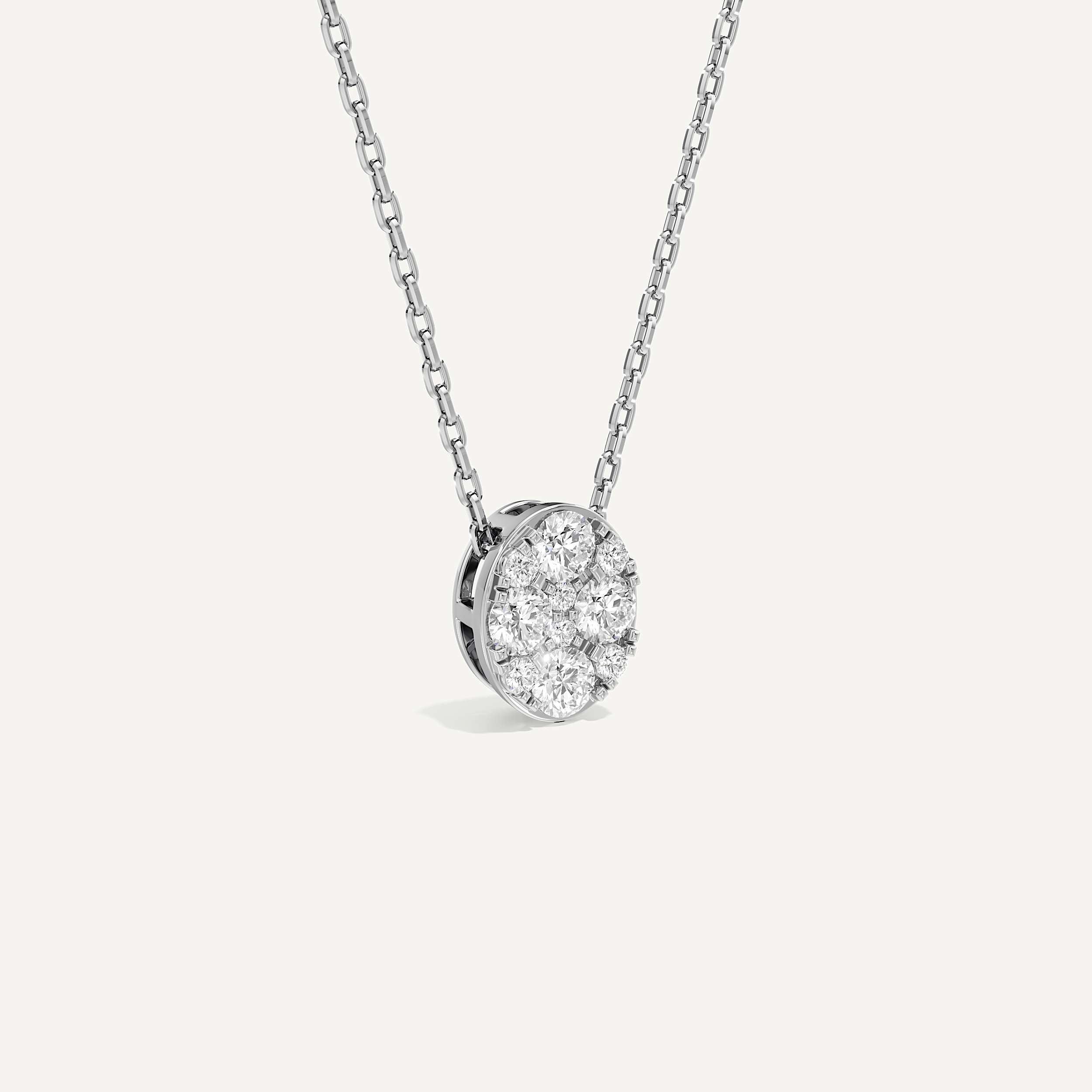 Luminous Oval Diamond Pendant with Chain