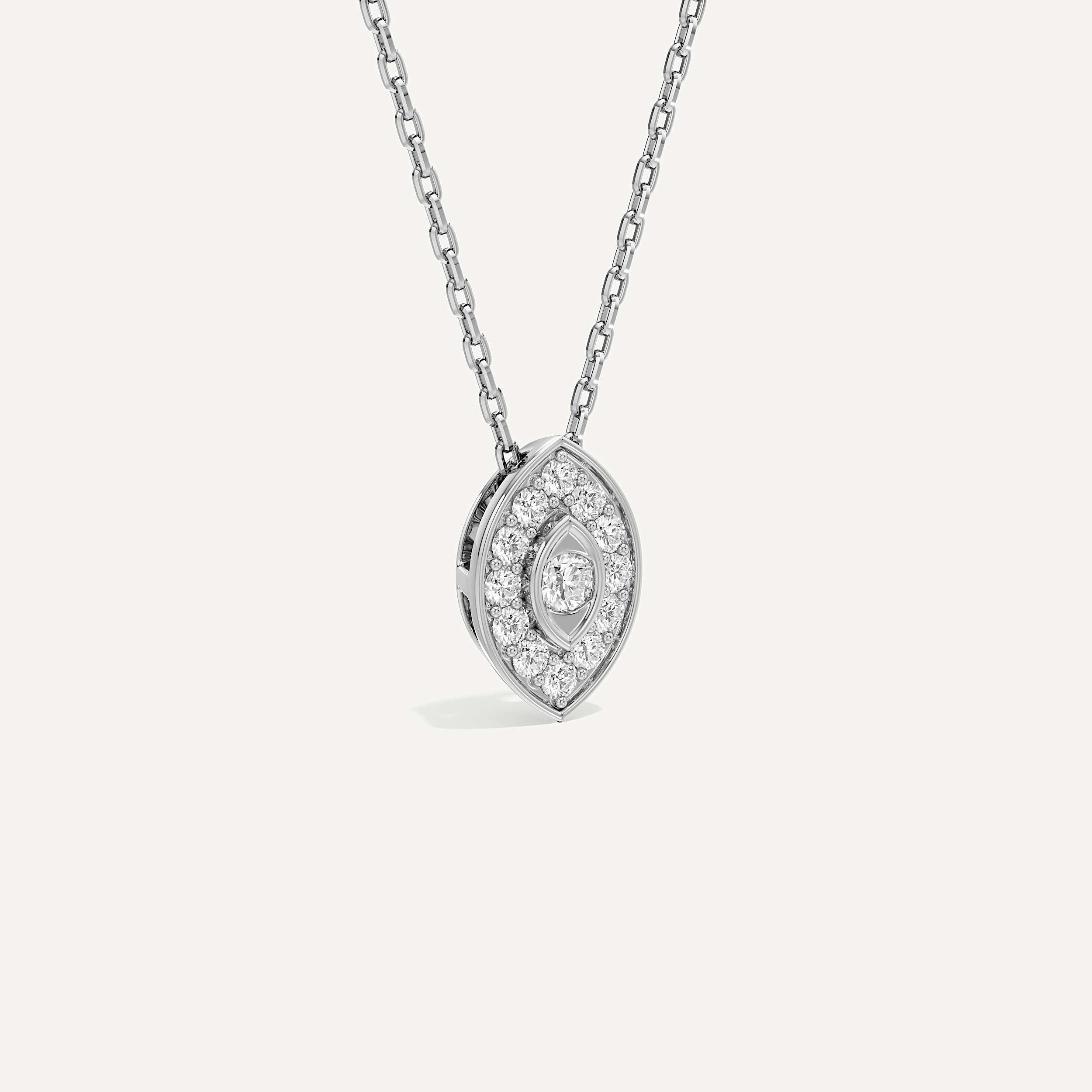 Quietly Protecting Marquise Diamond Pendant with Chain