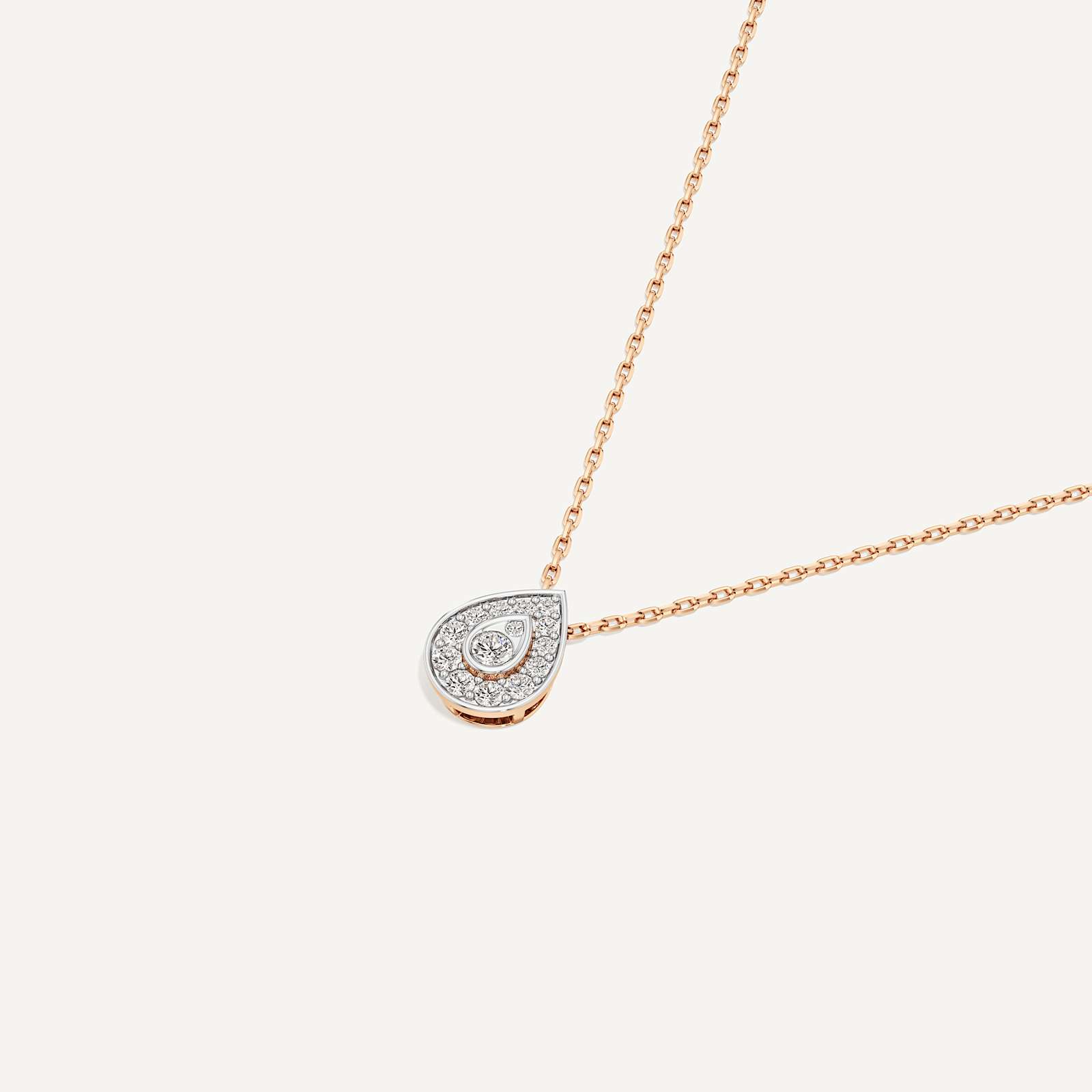 Quietly Seen Pear Diamond Pendant with Chain